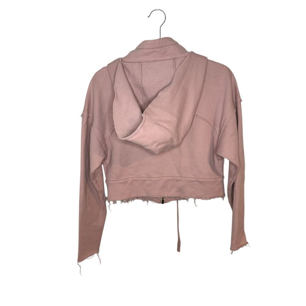Alo Yoga Pink Full Zip Hoodie Raw Hem Cropped Size Small - Picture 2 of 6